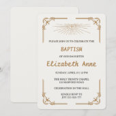 Traditional Baptism for Daughter Gold Cross 招待状 (正面/裏面)