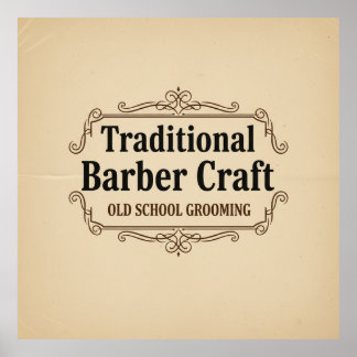 Traditional Barber Craft Vintage Typography Poster ポスター