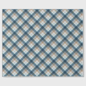 Traditional Beige Tan Taupe Brown Teal Blue Tartan ラッピングペーパー (フラット)