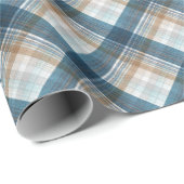 Traditional Beige Tan Taupe Brown Teal Blue Tartan ラッピングペーパー (ロールコーナー)