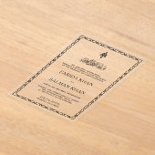 Traditional Black Border Islamic Wedding アクリル招待状 (レイダウン)