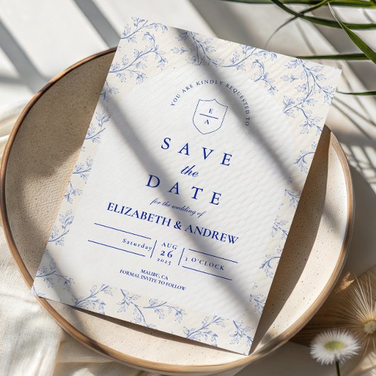 Traditional Blue Chinoiserie Wedding セーブザデート