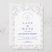 Traditional Blue Chinoiserie Wedding セーブザデート (正面)