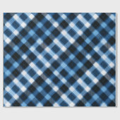 Traditional Blue Navy Check Sky Plaid Pattern ラッピングペーパー (フラット)
