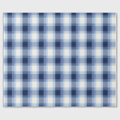 Traditional Blue Navy Check Sky Plaid Pattern ラッピングペーパー (フラット)