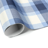 Traditional Blue Navy Check Sky Plaid Pattern ラッピングペーパー (ロールコーナー)
