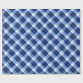 Traditional Blue Navy Check Sky Plaid Pattern ラッピングペーパー (フラット)