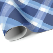 Traditional Blue Navy Check Sky Plaid Pattern ラッピングペーパー (ロールコーナー)