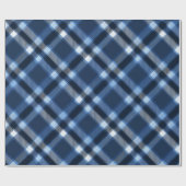 Traditional Blue Navy Check Sky Plaid Pattern ラッピングペーパー (フラット)