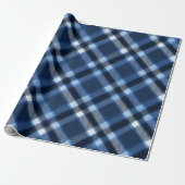 Traditional Blue Navy Check Sky Plaid Pattern ラッピングペーパー (アンロールド)