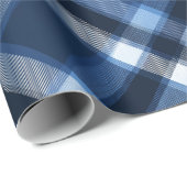Traditional Blue Navy Check Sky Plaid Pattern ラッピングペーパー (ロールコーナー)