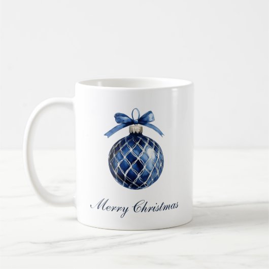 Traditional Blue Ornament Christmas  コーヒーマグカップ (左)