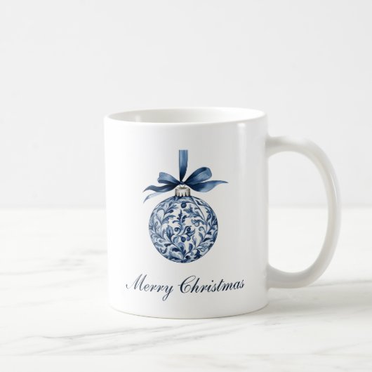 Traditional Blue Ornament Christmas  コーヒーマグカップ (右)