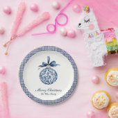 Traditional Blue Ornament Christmas ペーパープレート (パーティー)