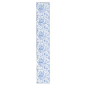 Traditional Blue Toile Roses Floral Table Runner ロングテーブルランナー (正面)