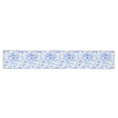 Traditional Blue Toile Roses Floral Table Runner ロングテーブルランナー (横)