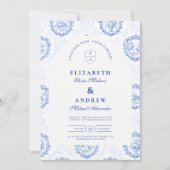 Traditional Blue White Delft Wedding 招待状 (正面)