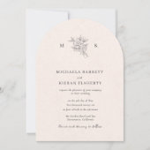 Traditional Blush Pink Monogram Wedding Invitation 招待状 (正面)