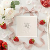 Traditional Blush Pink Monogram Wedding Napkin スタンダードカクテルナプキン