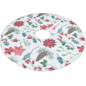 Traditional Botanical Christmas ブラッシュドポリエステルツリースカート (アングル)