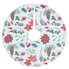 Traditional Botanical Christmas ブラッシュドポリエステルツリースカート