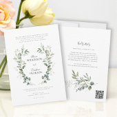 Traditional Botanical Greenery Wedding QRCode RSVP 招待状