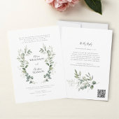 Traditional Botanical Greenery Wedding QRCode RSVP 招待状