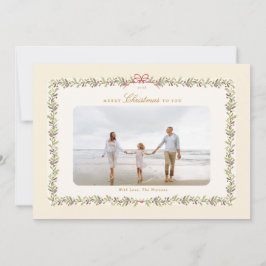 traditional bow christmas botanical 1 photo flat  シーズンカード