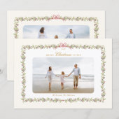 traditional bow christmas botanical 2 photo frame  シーズンカード (正面/裏面)