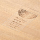 Traditional Bronze Mandala Indian Wedding アクリル招待状 (レイダウン)