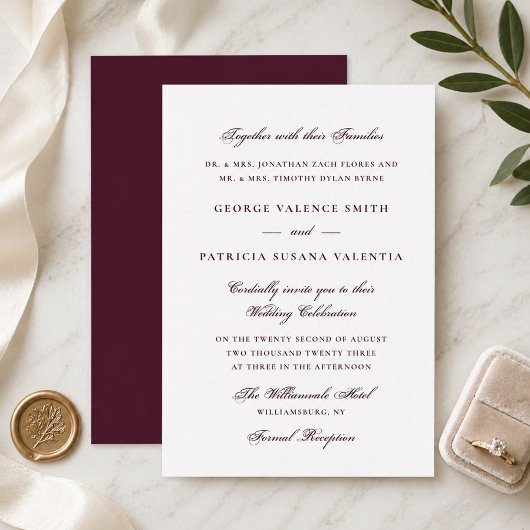 Traditional Burgundy Wedding 招待状