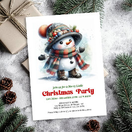 Traditional cartoon snowman party invite printable 招待状