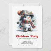 Traditional cartoon snowman party invite printable 招待状 (正面)
