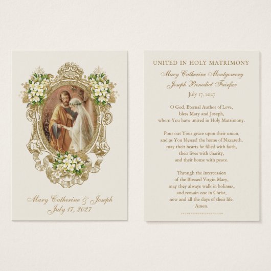 Traditional Catholic Floral Gold Wedding Prayer (正面&裏面)