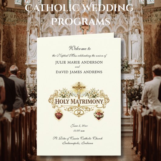 Traditional Catholic Wedding Latin Mass Program カード