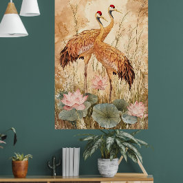 Traditional Chinese "flowers and birds" style pain ポスター