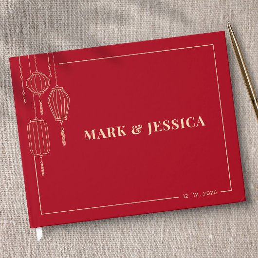 Traditional Chinese Lantern Wedding (RED) ゲストブック