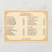 Traditional Chinese Restaurant Flat Menu メニュー (正面)