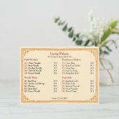 Traditional Chinese Restaurant Flat Menu メニュー (スタンド正面)