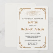 Traditional Christian Baptism for Son Gold Cross 招待状 (正面/裏面)