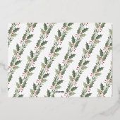 Traditional Christmas Holly Berries & Family Photo 箔シーズンカード (裏面)