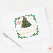 Traditional Christmas Holly Border Personalised スクエアシール (封筒)