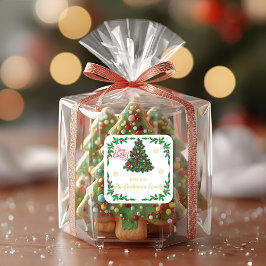 Traditional Christmas Holly Border Personalised スクエアシール