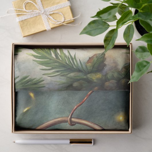 Traditional Christmas lantern holly tissue paper 薄葉紙 (ギフト)