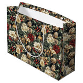 Traditional Christmas Pine Floral Holiday  ラージペーパーバッグ (裏面アングル)