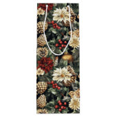 Traditional Christmas Pine Floral Holiday  ワインギフトバッグ (裏面)