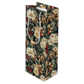 Traditional Christmas Pine Floral Holiday  ワインギフトバッグ (正面アングル)