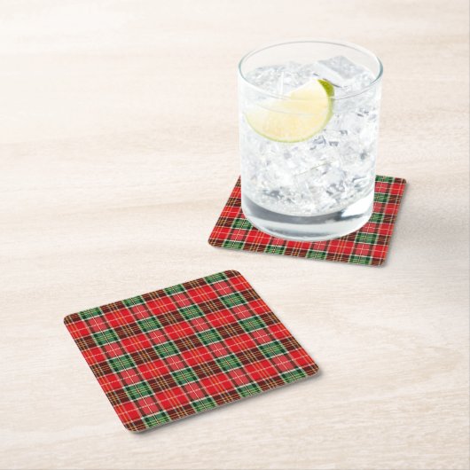 Traditional Christmas Plaid スクエアペーパーコースター (インサイチュ)