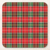 Traditional Christmas Plaid スクエアペーパーコースター (正面)