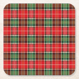 Traditional Christmas Plaid スクエアペーパーコースター